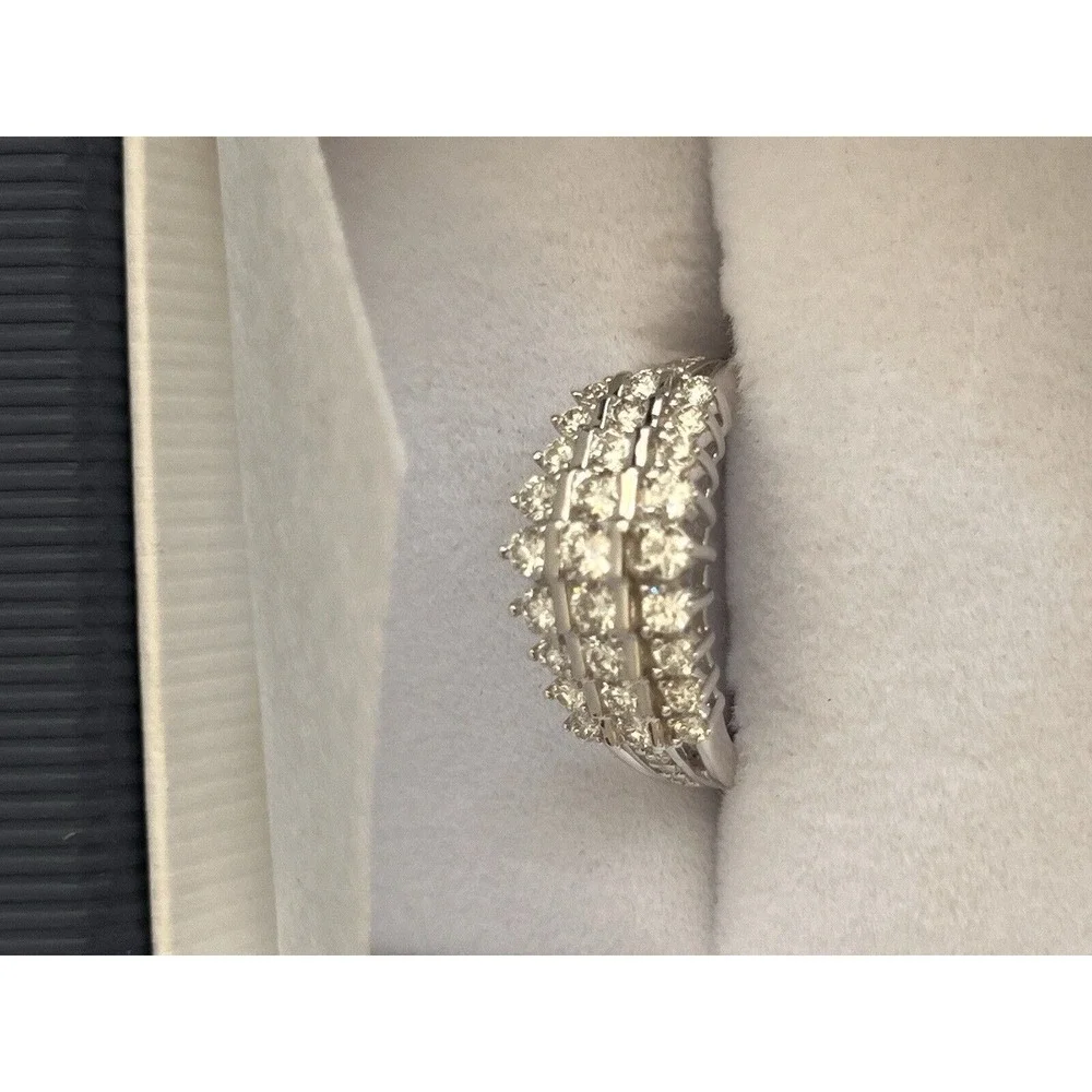 NEW PGL $1035.00 STUNNING SZ 7.5 1CT 3 ROW LAB CREATED DIAMOND DINNER RING (642)